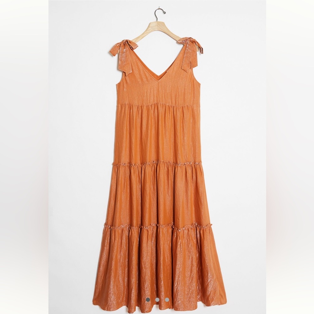 Anthropologie Soraya Shimmer Tiered Maxi Dress